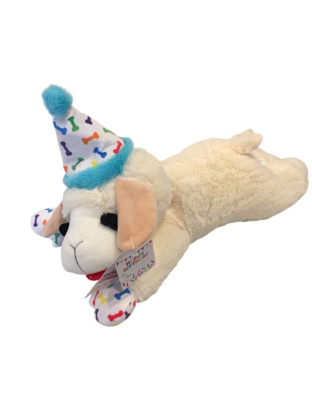 Lamb Chop Extra Large 19" Happy Birthday Lamb Squeaker Rainbow Bone Paws & Birth